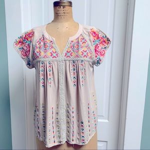 Savannah Jane embroidered short sleeve top